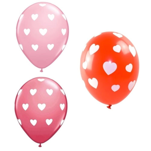 Balony lateksowe z serduszkami walentynki 5 sztuk